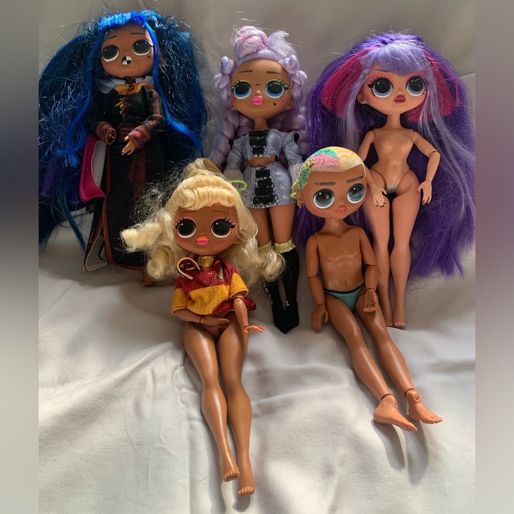 LOL Surprise OMG Doll Lot 5 MGA Fashion Dolls Rainbow Hair TLC Parts